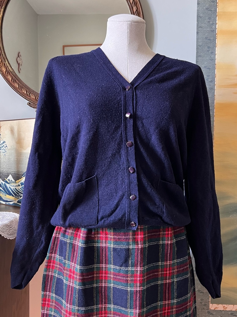 Classic Navy V-Neck Button Front Cardigan